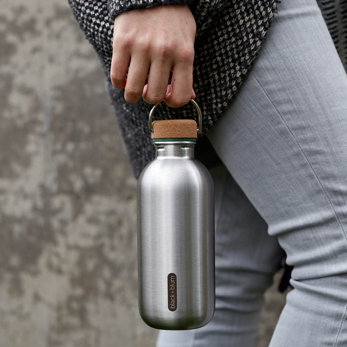 BLACK+BLUM Classic 600ml water bottle with sleek black design and screw-top lid, made for durable, reusable hydration.