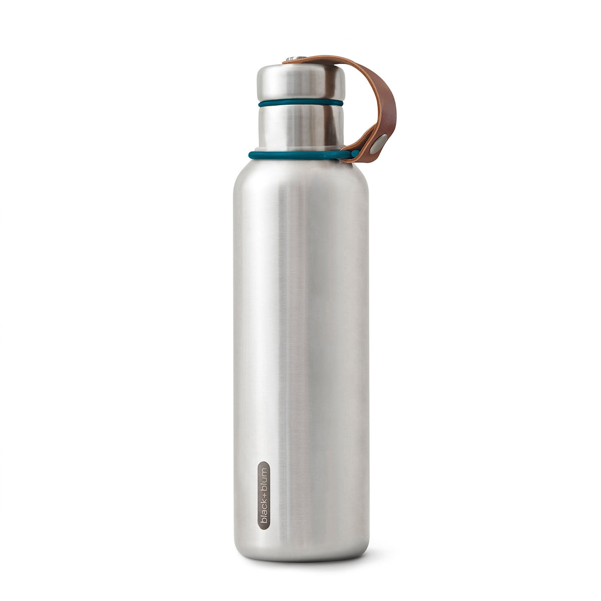 Black+Blum original insulated flask with sleek black design, stainless steel body, and secure screw lid for hot or cold beverages.