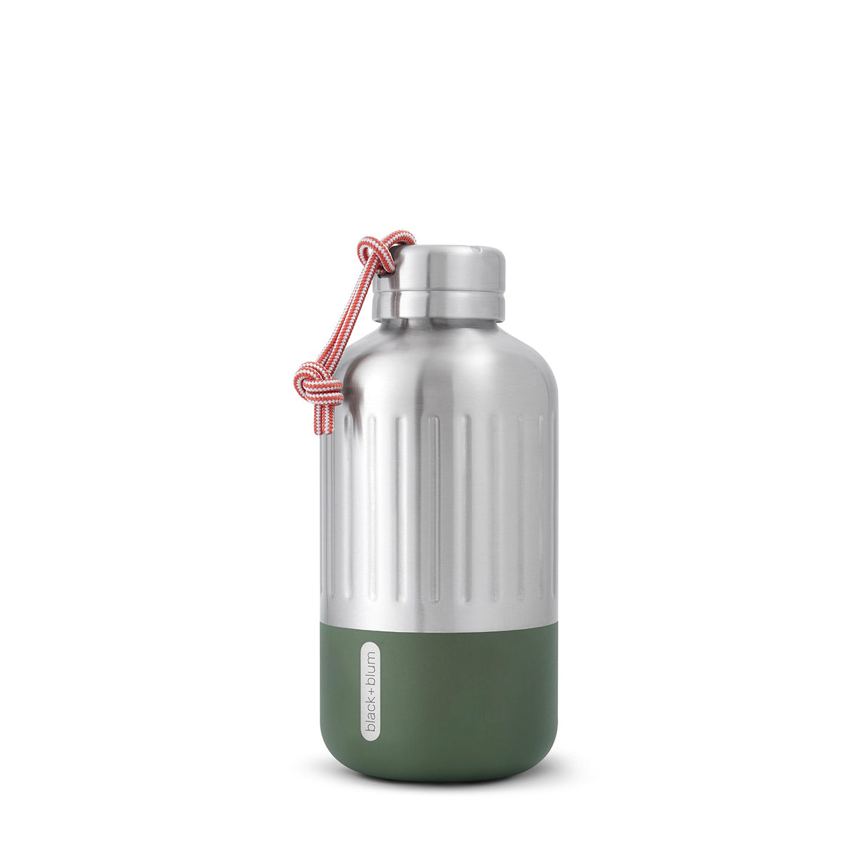 Black+Blum Explorer insulated flask in orange, featuring a stainless steel body and secure lid for hot or cold beverages.
