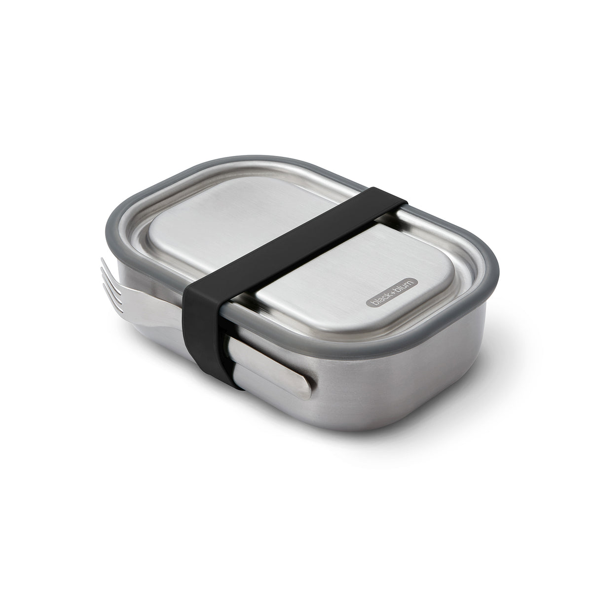 BLACK+BLUM classic 1000ml lunchbox with a sleek black design and secure lid, perfect for carrying meals on the go.