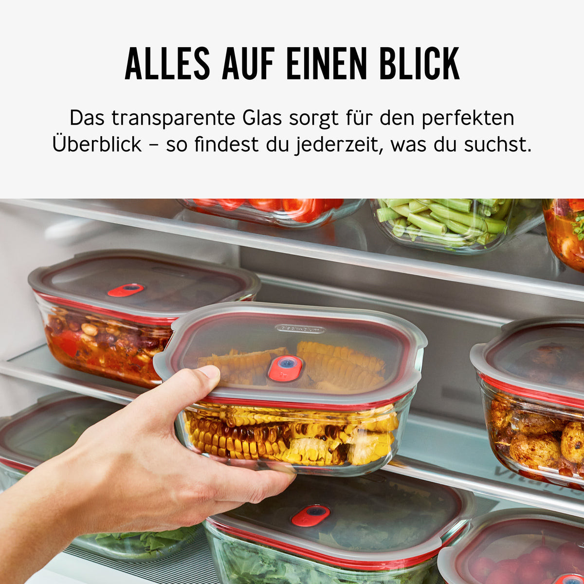 Black+Blum glass multifunction storage jar with black silicone lid, featuring a sleek, modern design for kitchen organization.