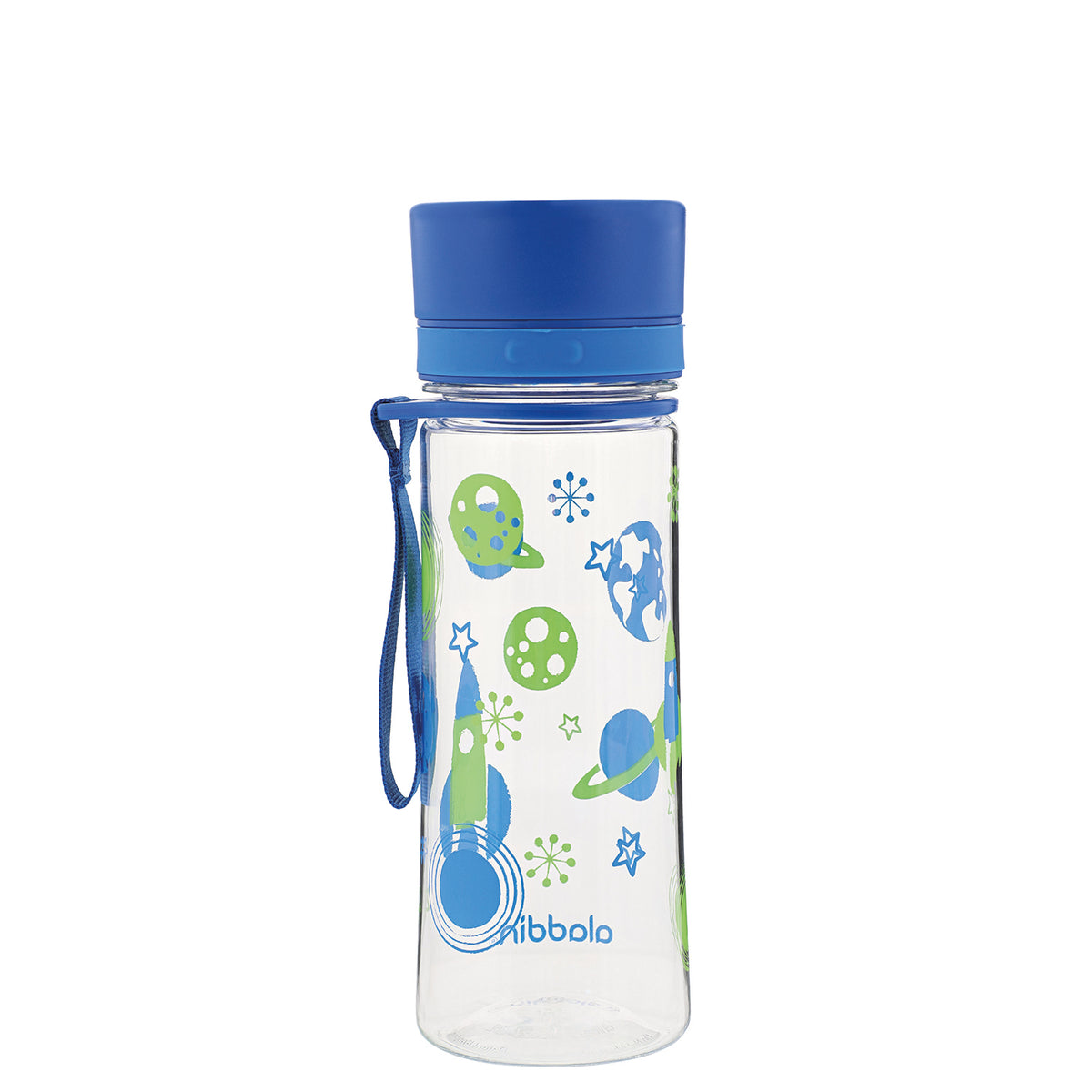 Blue ALADDIN Trinkflasche with a 350 ml capacity, featuring a sleek design and secure lid for easy drinking.