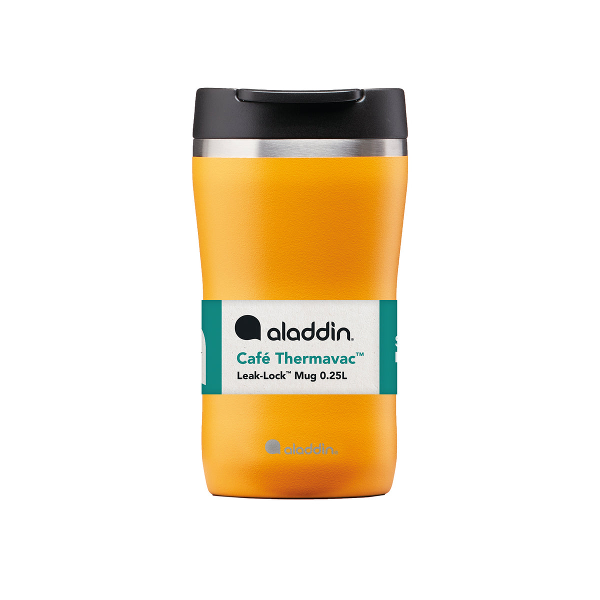 ALADDIN Barista thermobecher in Sonnen-Gelb, 250 ml, stainless steel travel mug with lid for hot beverages.