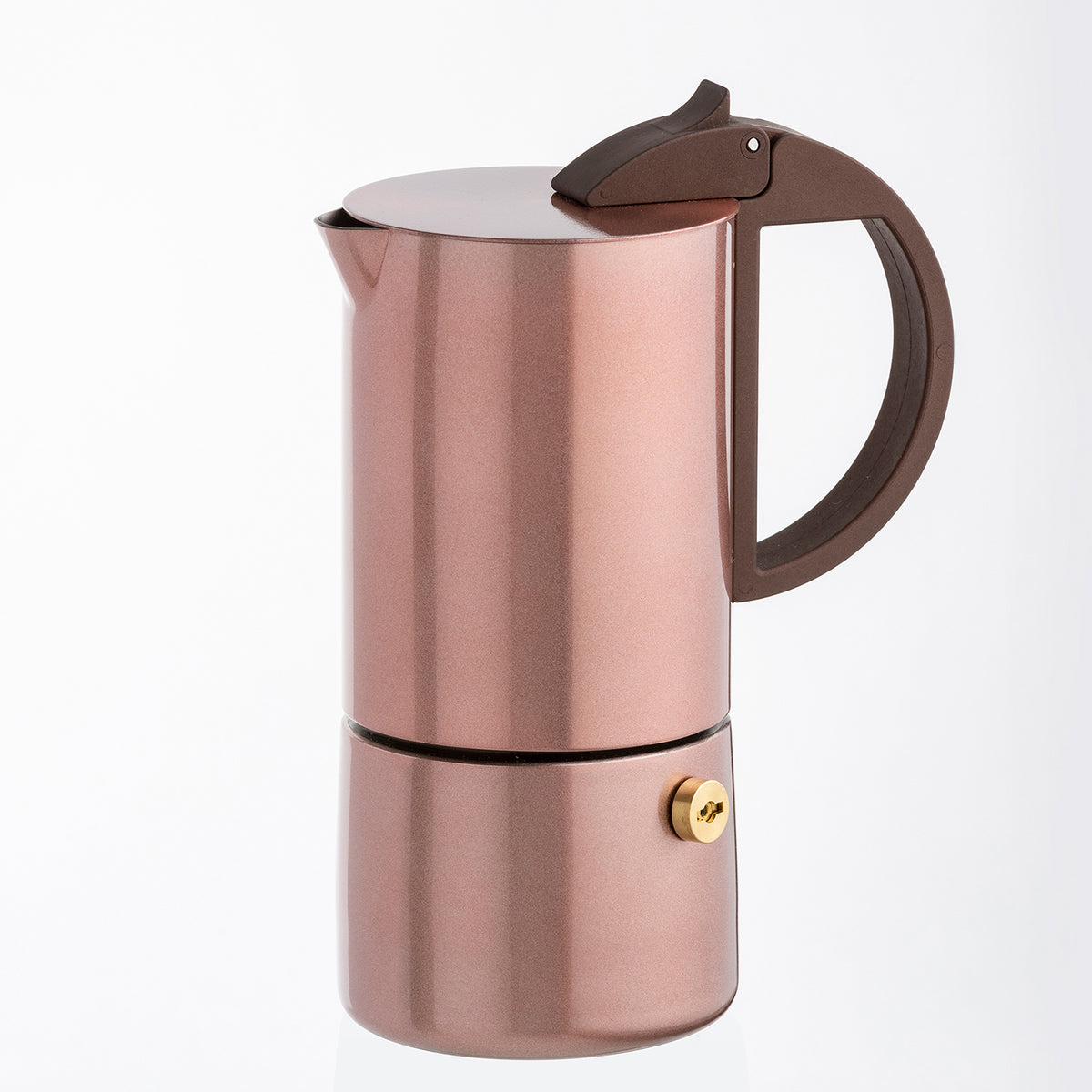 GNALI & ZANI Chicca 3-cup espresso maker, stainless steel stovetop espresso pot with black handle, compact and stylish design.