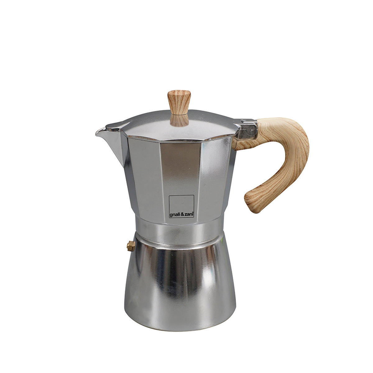 GNALI & ZANI Venezia aluminum espresso coffee maker with polished finish and classic stovetop design.