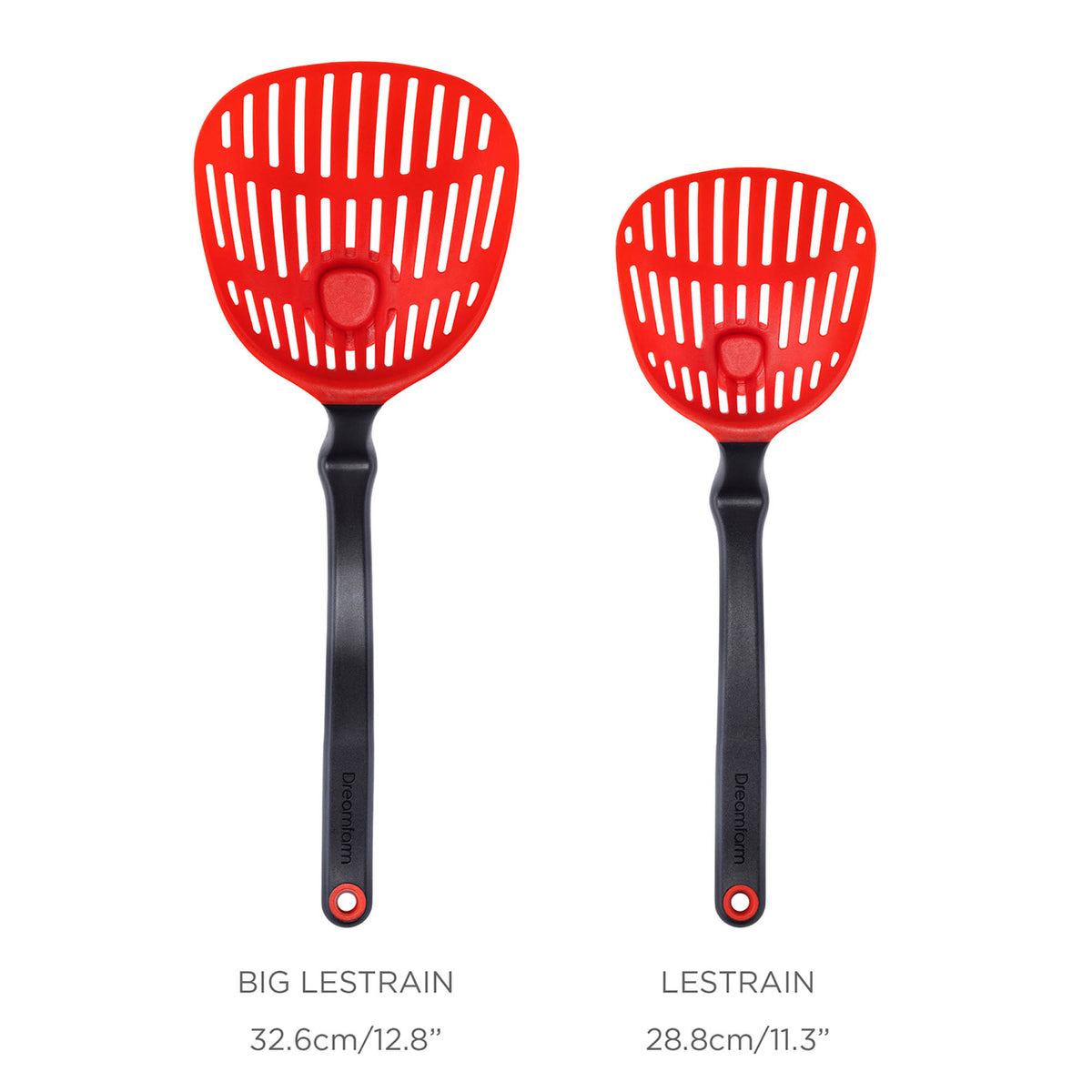 DREAMFARM Schaumkelle inkl. Tropfschale, large size, stainless steel kitchen utensil for skimming and draining liquids.