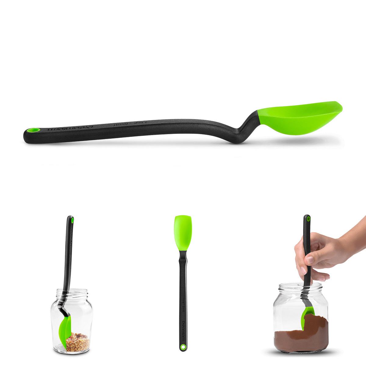 DREAMFARM mini soup spoon, wooden cooking utensil with smooth handle and small rounded bowl for serving soups and sauces.