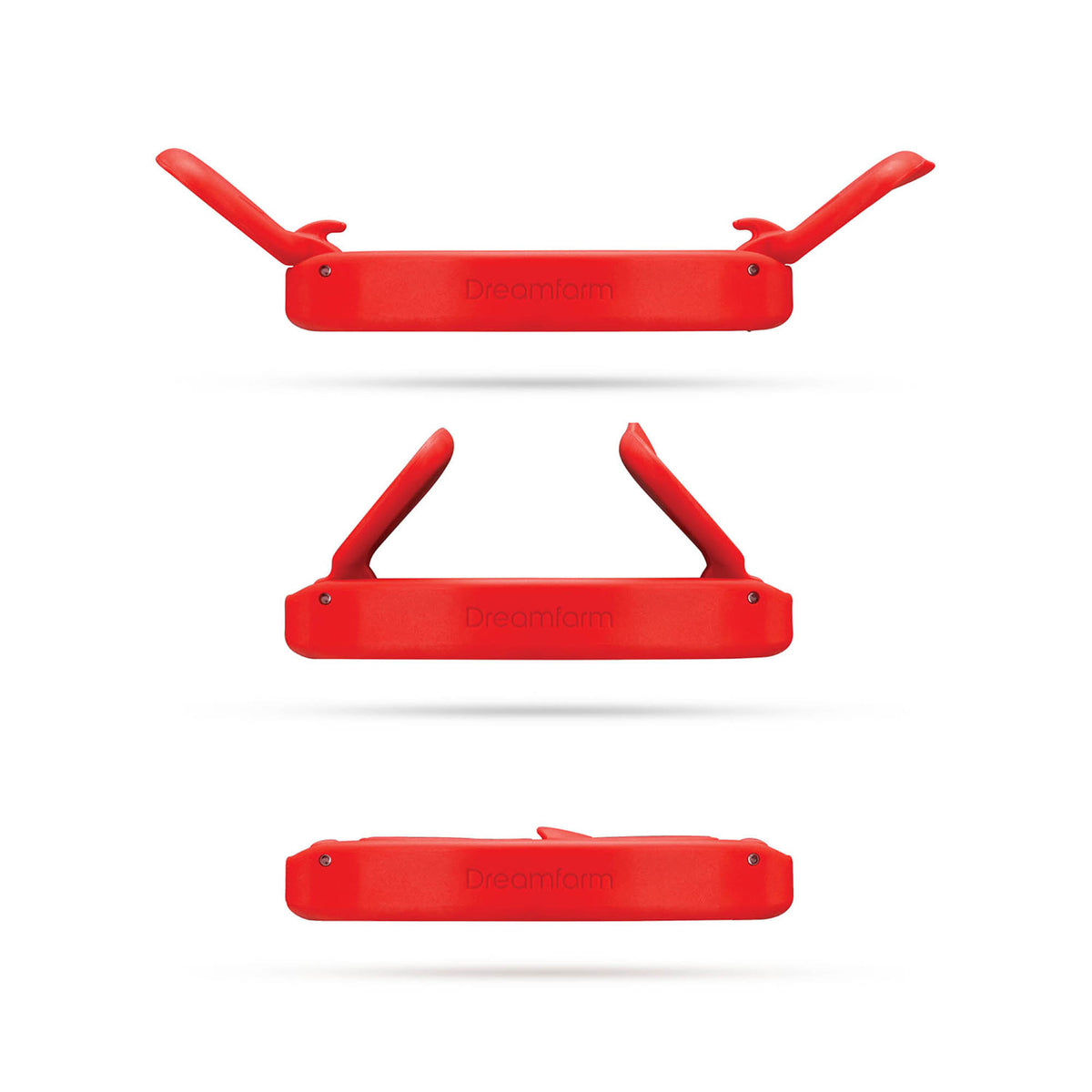 DREAMFARM Apfelschneider FLAPPLE in red, 12.6 cm apple slicer with stainless steel blades for easy fruit slicing.