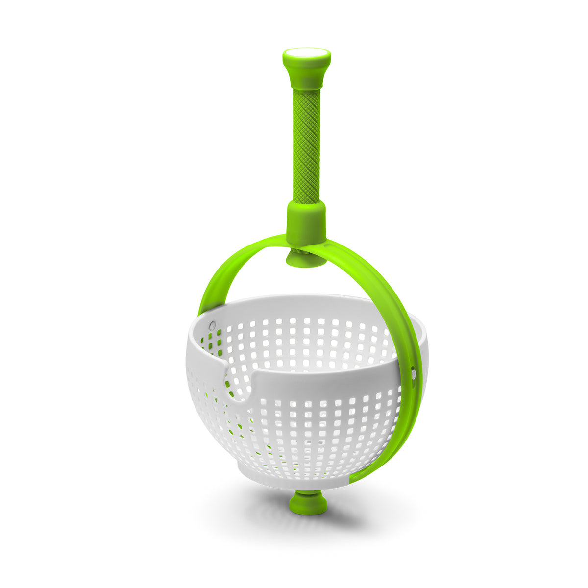 Green DREAMFARM 2-in-1 salad spinner with 3.4L capacity, featuring a durable design and easy operation for fresh salads.