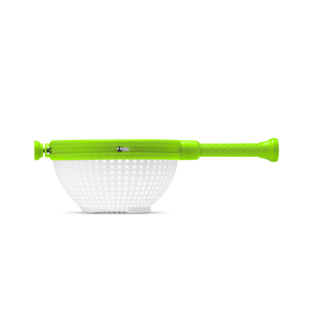 DREAMFARM green 2-in-1 salad spinner with 3.4L capacity, showcasing the innovative design and compact size of the Salatschleuder.
