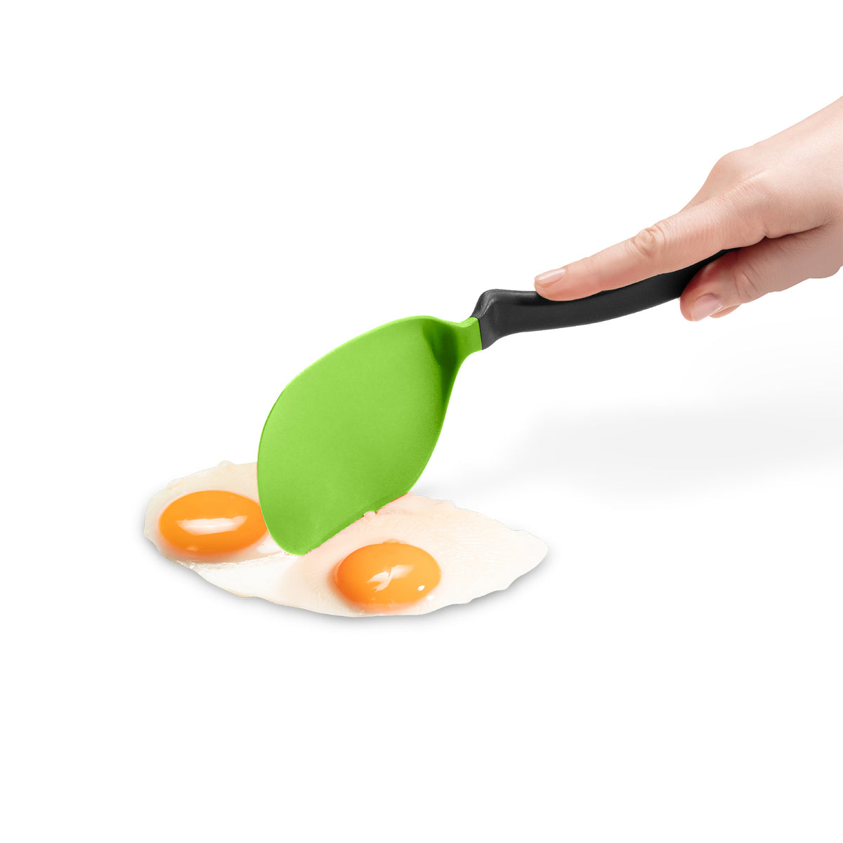 DREAMFARM Pfannenwender Chopping spatula with black handle and flexible silicone head for non-stick cookware.