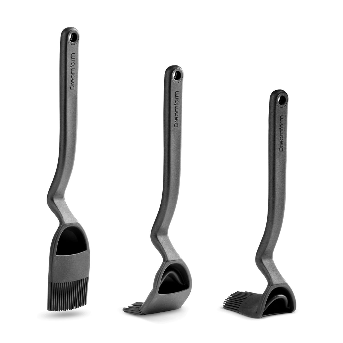 DREAMFARM BRIZZLE Kochpinsel with wooden handle and bristle head for precise cooking and baking tasks.