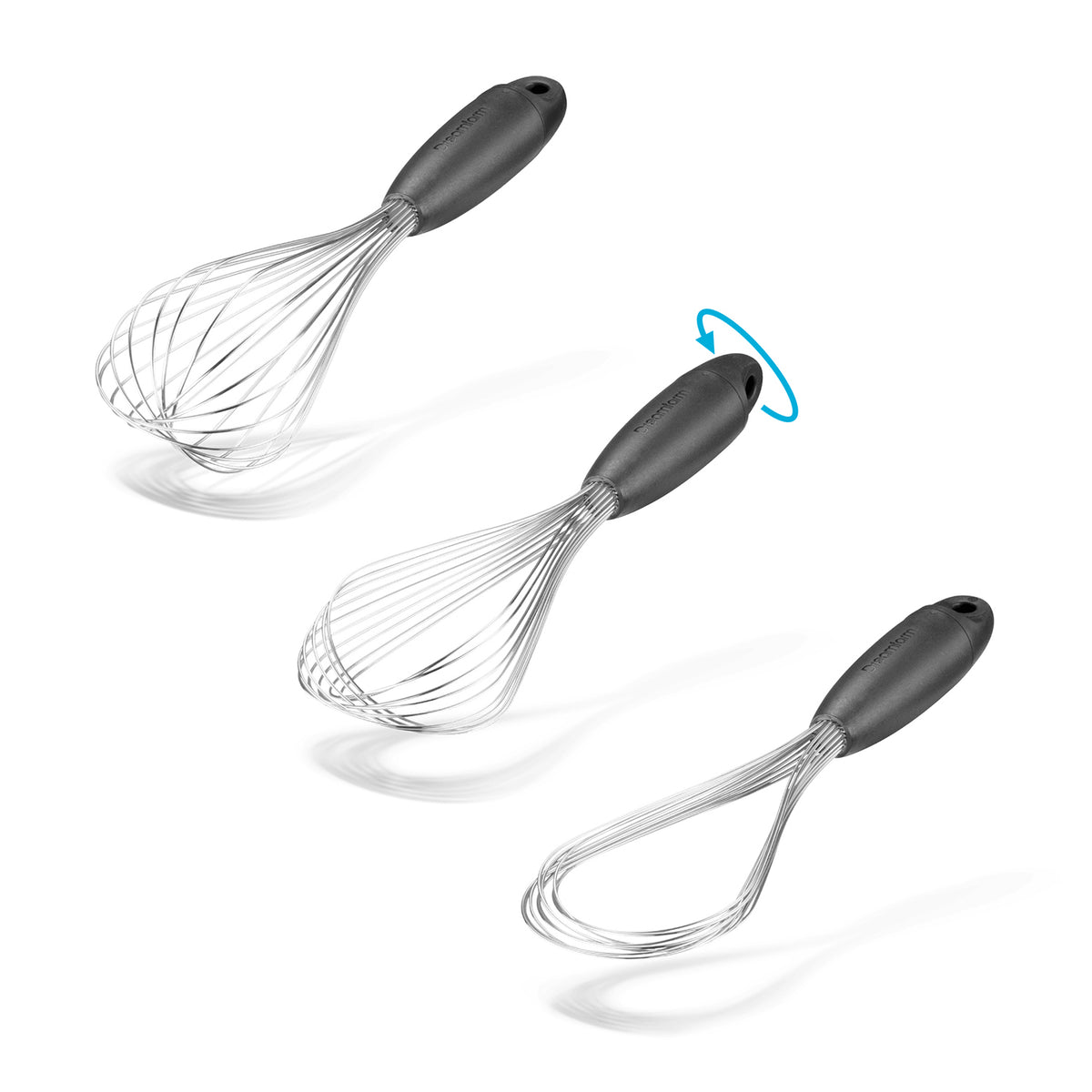 DREAMFARM Schneebesen (whisk) with stainless steel handle and wire loops for mixing and whipping ingredients in the kitchen