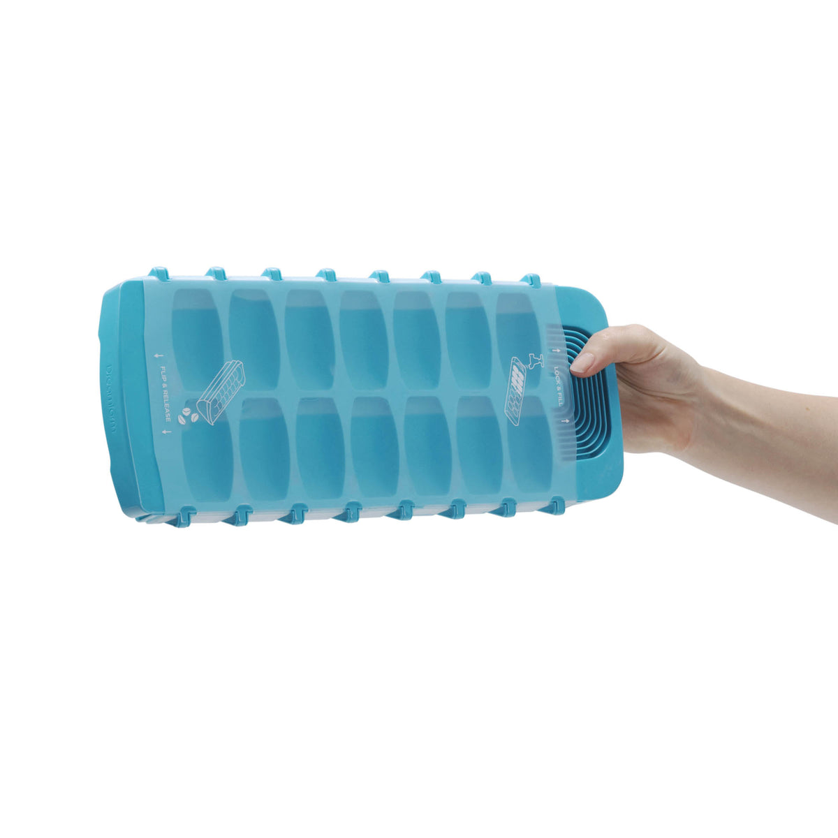 White DREAMFARM Eiswürfelform NOSPILA with multiple ice cube molds for easy freezing and ice making.