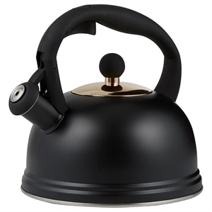 Black Typhoon OTTO Wasserkessel kettle with a sleek design, shown in a close-up image highlighting its handle and spout.