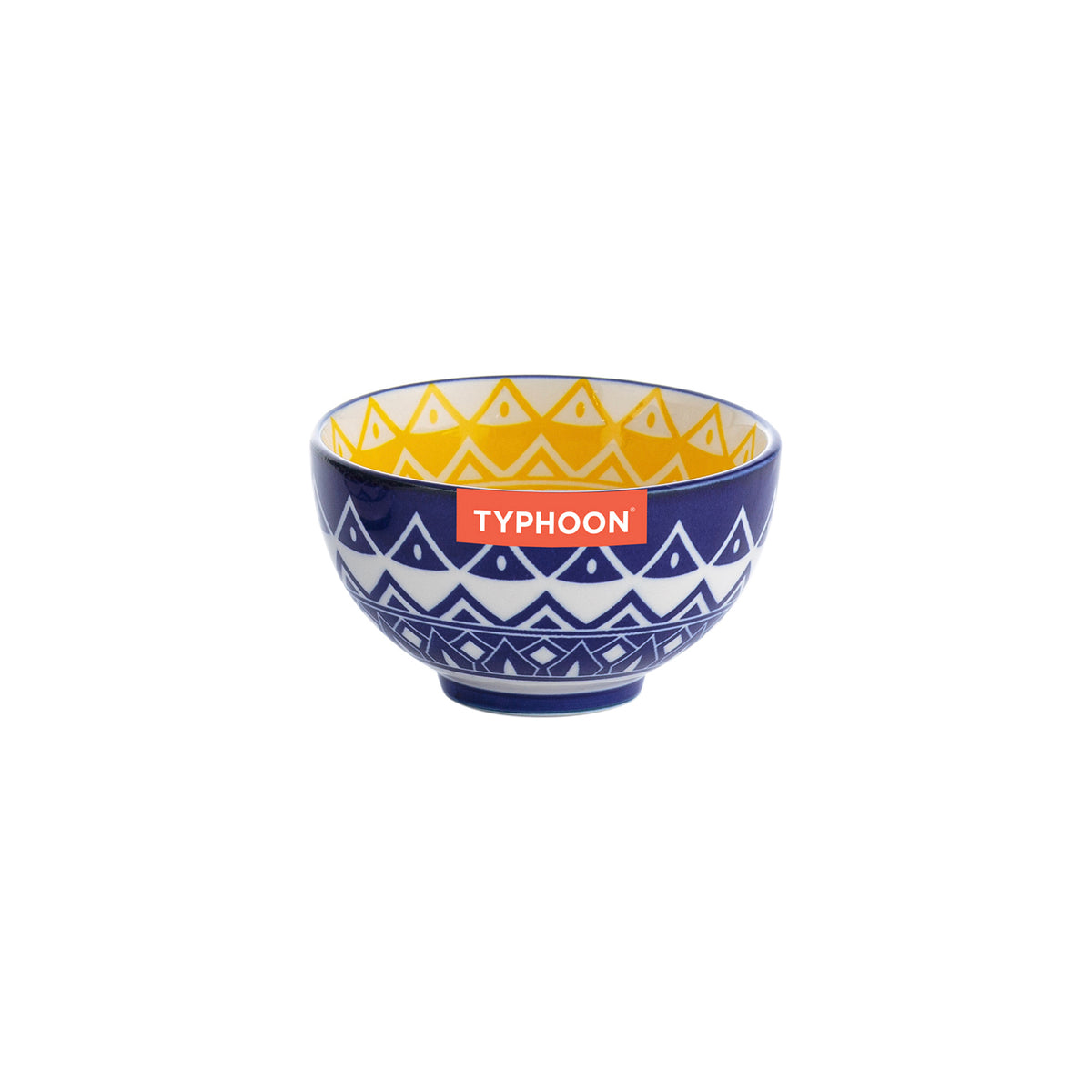 Typhoon Worlds Foods Tunis Schale in three sizes, ceramic bowls with intricate patterns, displayed on a white background.