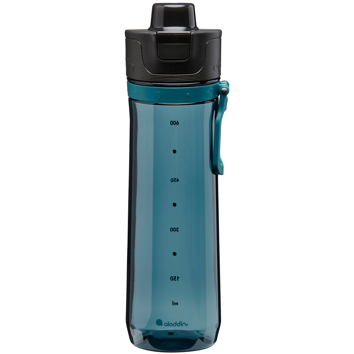 Aladdin 800ml sports tracker water bottle in four colors, featuring a sleek design and easy-to-use lid for active hydration.