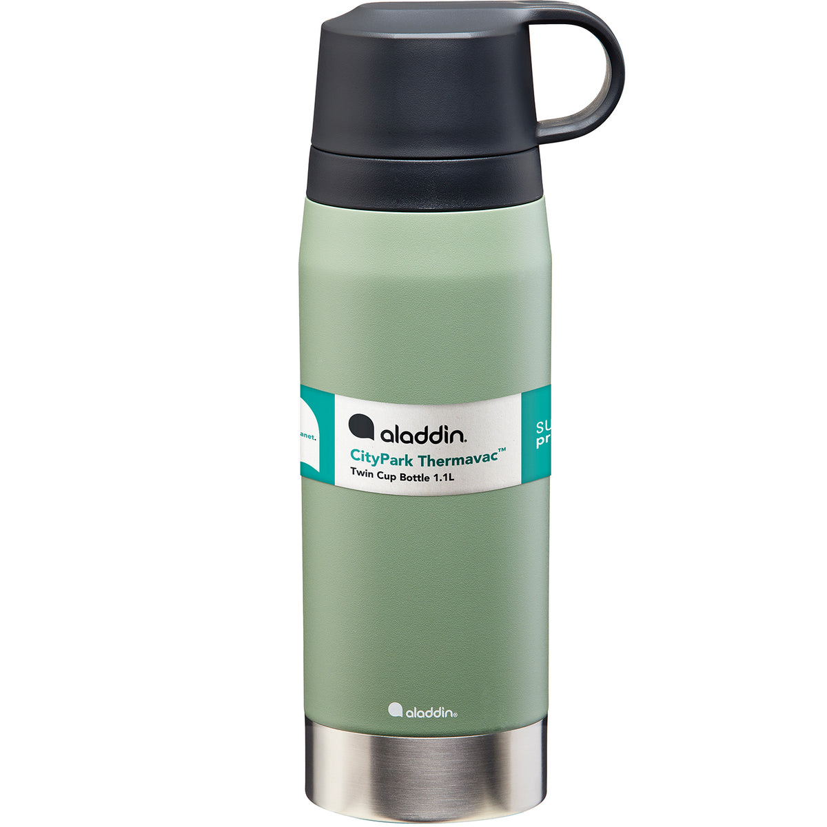 Aladdin CityPark thermos with 1.1-liter capacity in five colors, featuring a sleek design and secure lid.