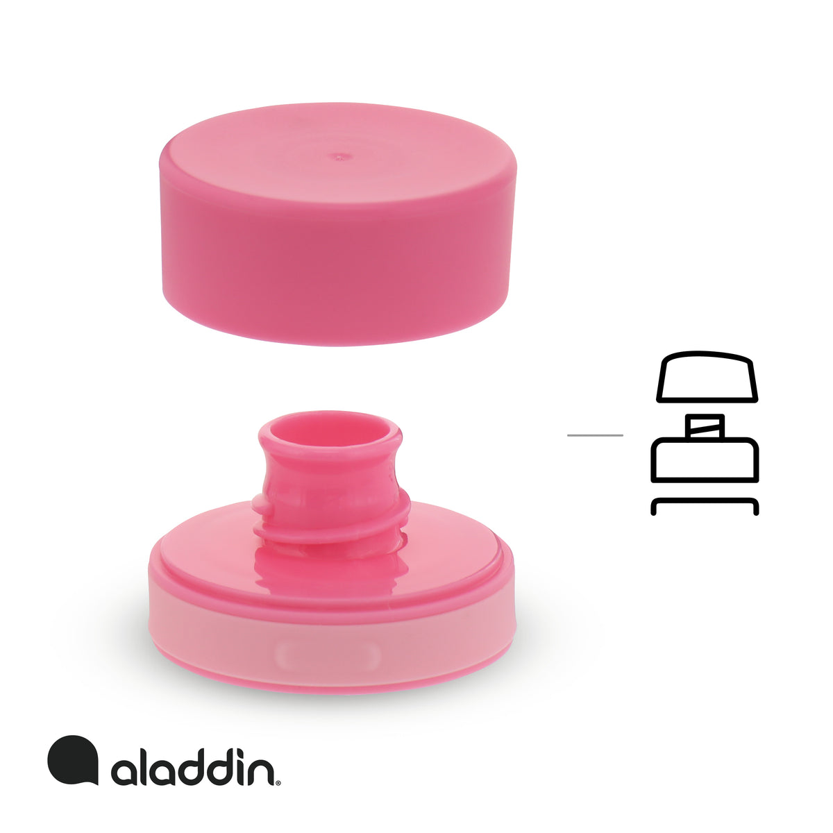 Aladdin AVEO kids' 350ml water bottle with dinosaur design, durable plastic, and leak-proof cap for children.