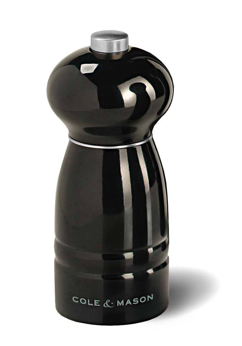 Wooden Windsor pepper mill by Cole & Mason, 120mm tall, with a classic design and adjustable grinding mechanism.