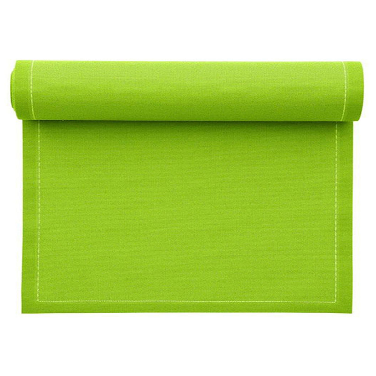 Set of pistachio-colored napkins and table mats from MY DRAP, featuring three stylish variants for elegant table settings.