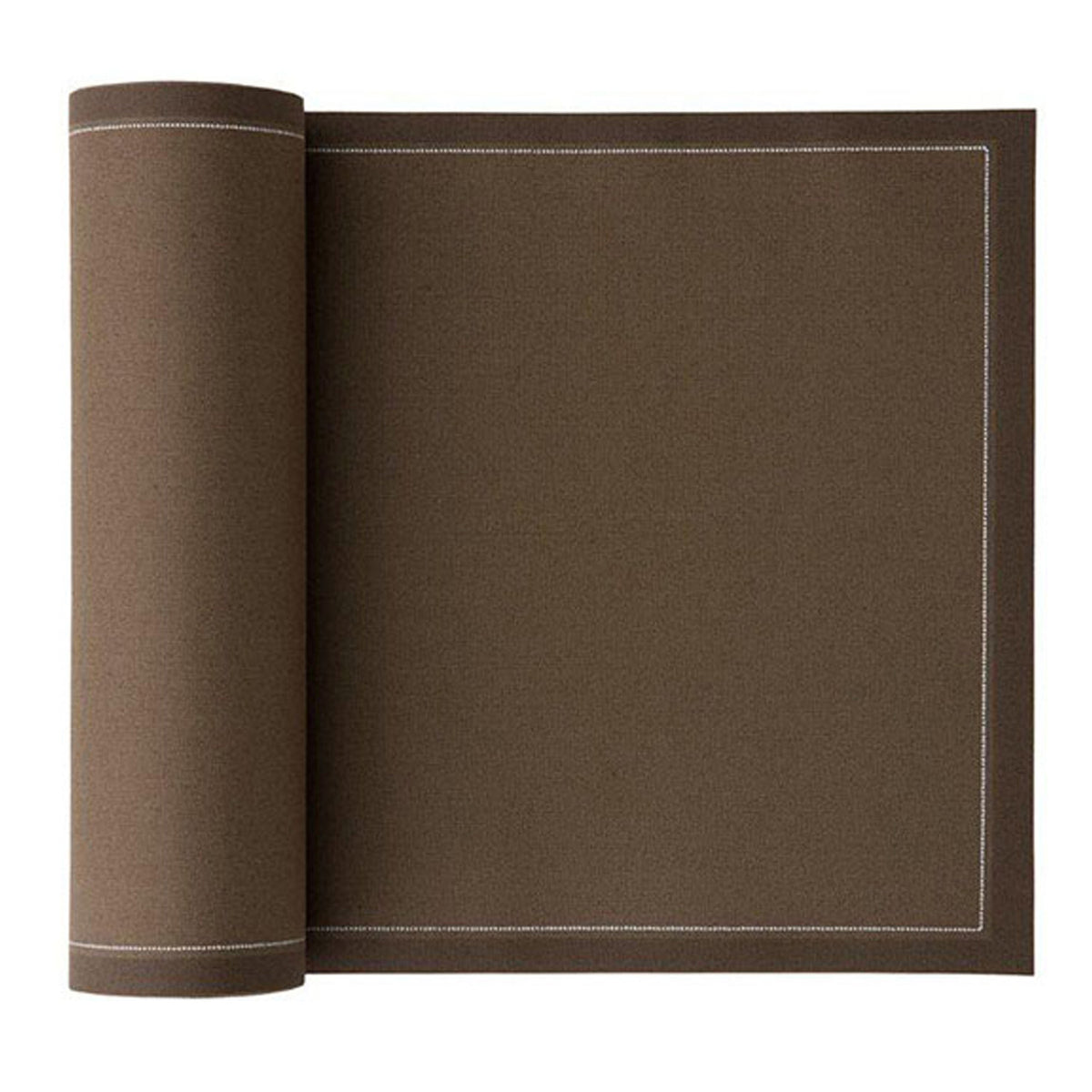 Taupe fabric napkins and placemats from MY DRAP, featuring elegant design and four stylish variants, ideal for table setting.