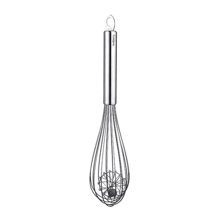 CUISIPRO DUO silver whisk, 30.5 cm long, stainless steel kitchen utensil for mixing and whipping in cooking and baking.