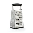 CUISIPRO 5-in-1 stainless steel kitchen grater showing multiple grating surfaces and a handle for versatile food prep.