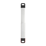 CUISIPRO dual stainless steel kitchen grater with coarse and fine sides for versatile food preparation.