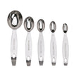 CUISIPRO 5-piece set of silver measuring spoons with 0.625 and 1.25 ml capacities, designed for precise cooking and baking.