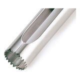 Red CUISIPRO apple core remover with a stainless steel blade and ergonomic handle, designed for easy apple coring.