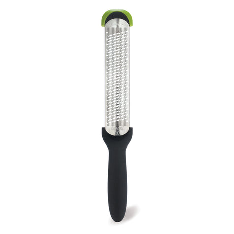 CUISIPRO fine black grater with 29 cm length, stainless steel surface for zesting or grating in the kitchen.