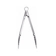 CUISIPRO mini silver cooking tongs, 18 cm long, with stainless steel handles for precise culinary use.