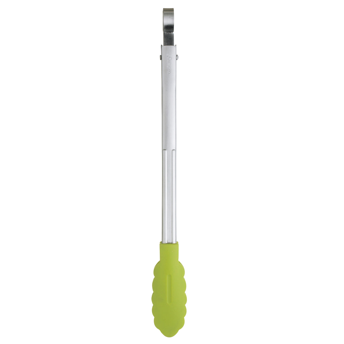CUISIPRO green 24 cm cooking and serving tongs with stainless steel tips, ergonomic design for easy handling.
