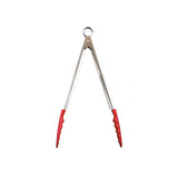 CUISIPRO red 24 cm cooking and serving tongs with stainless steel construction, ideal for grilling and serving food.