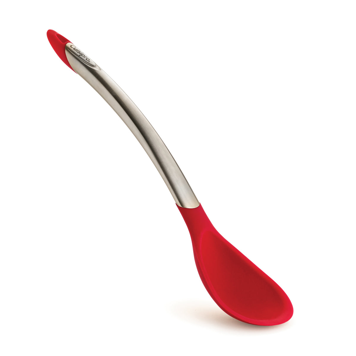 CUISIPRO ELEGANCE red spoon, 30.5 cm long, made of stainless steel, with a sleek design, suitable for serving or cooking.
