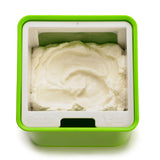 CUISIPRO Frischkäse-Set, weiß, featuring multiple fresh cheese portions in a clear container on a white background.