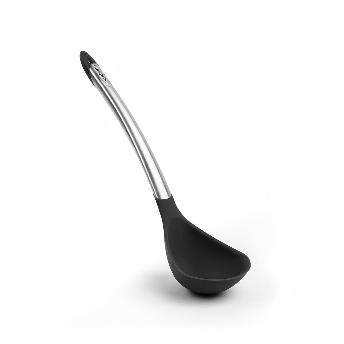 Black CUISIPRO Schopfkelle, 31 cm, elegant kitchen spatula for stirring and serving in cooking.