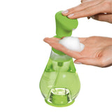 CUISIPRO soap foam dispenser in chrome, 39 cm tall, showcasing sleek design and pump mechanism for hand soap dispensing.