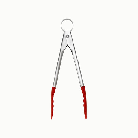 CUISIPRO mini black cooking tongs, 18 cm, stainless steel kitchen utensil for handling food with precision.