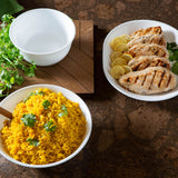 Corelle Winter Frost white dinnerware set with plates and bowls, durable ceramic dishware for everyday use.
