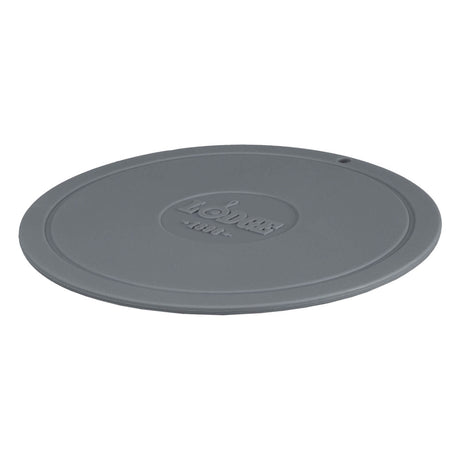Gray Lodge coaster set with four round cork-backed drink coasters on a wooden surface.