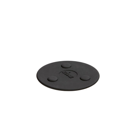 Lodge mini silicone magnet coaster in black with a smooth surface, designed to protect surfaces from heat and spills.