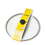 Black Lodge lid for cookware, round and fits various pots, made of durable material with a handle on top.