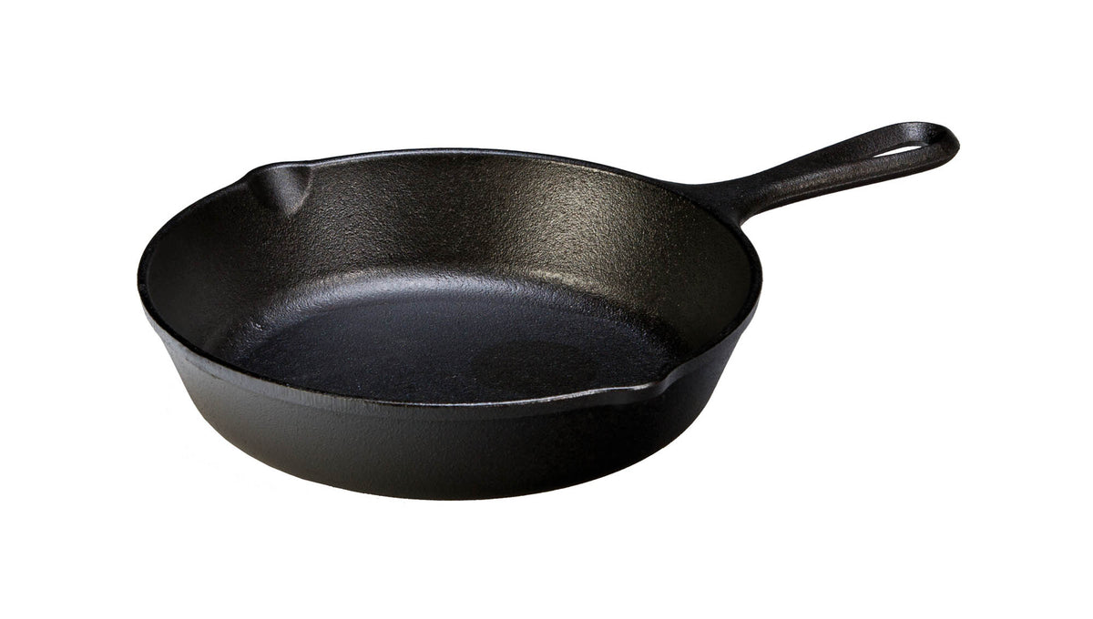 Lodge classic black cast iron skillet with handle, ideal for frying and cooking on stovetop or oven.