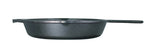 Lodge classic black cast iron skillet with handle, suitable for stovetop and oven cooking, durable and seasoned.