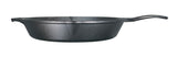 Lodge classic black cast iron skillet with sturdy handle, ideal for cooking on stovetop or in the oven.