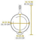 Lodge Classic 26cm cast iron skillet with buffalo design, durable black cooking pan for stovetop and oven use