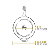 Lodge Classic 26cm cast iron skillet with Buffalo design, durable black cooking pan for versatile kitchen use
