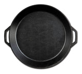 Lodge classic black cast iron skillet frying pan with sturdy handle, ideal for searing, frying, and baking.